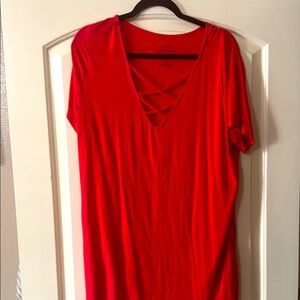 Torrid Super Soft Knits Red Relaxed Cut Out Short Sleeve Tee 1X